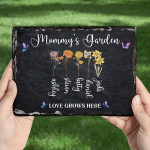 Grandma with Grandkid's Birth Flower Rectangle Shaped Stone With Stand Personalized Gift HO82 893628