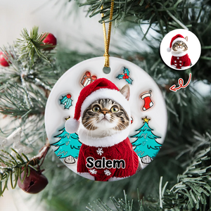 Custom Photo Cat I Am Santa 3D Inflated Effect Ceramic Ornament Personalized Gift For Cat Lovers HO82 894710
