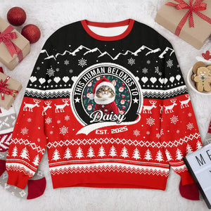 Custom Photo Human Belongs Cat Ugly Sweater For Pet Lovers HO82 900022