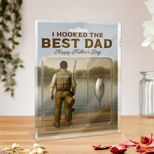 Personalized Hooked the Best Dad Ever Family Fishing Fun Acrylic Block Plaque LM32 893455