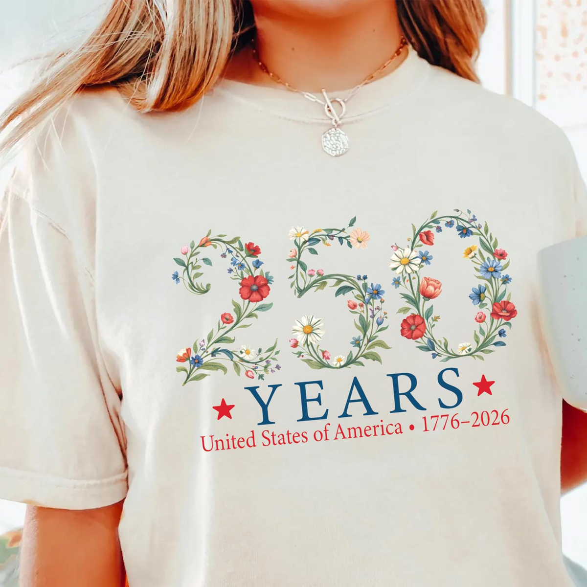 USA 250th Anniversary Floral Comfort Color Shirt 1776β2026 Freedom Celebration Shirt CH07 910976