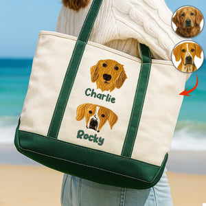 Custom Pet Face Embroidered Monogram Beach Bag HO82 894238