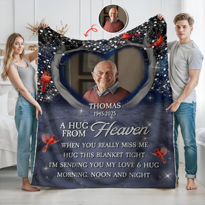Personalized A Hug From Heaven Custom Photo Memorial Blanket CH07 896454