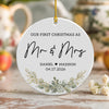 Custom Photo First Christmas As Mr & Mrs Ceramic Ornament, Personalized Wedding Anniversary Gift LM32 669795