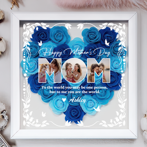 Custom Photo Happy Mother's Day Heart Flower Shadow Box HO82 893610