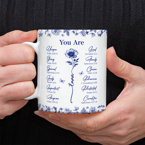 God Says You Are Christian Gift Toile De Jouy Birth Flower - Personalized Mug TH10 894797