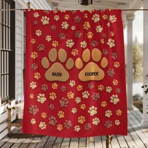Personalized Custom Name On Paw 3D Effect Blanket TH10 896641