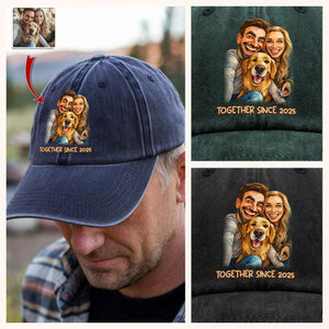 Caricature Your Photo - Custom Vintage Washed Denim Baseball Cap TH10 894505