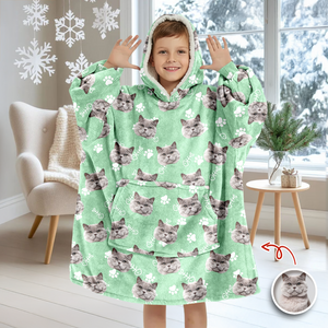 Custom Dog Cat Face Photo With Colorful Background Hoodie Blanket HA75 898284