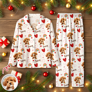 Custom Cute Dog Face Lovely Pattern Christmas Pajamas For Dog Lovers LM32 895725