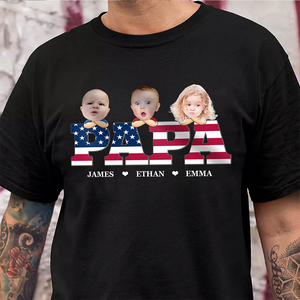 Custom Funny Face American Flag Daddy Family Shirt For Father's Day LM32 893541