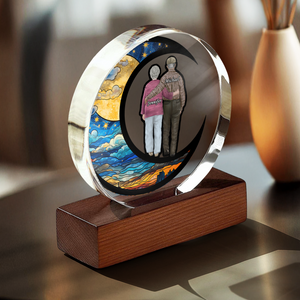 I Want To Grow Old With You Couple Personalized Round Acrylic Frame Block TH10 894059