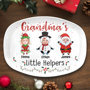 Custom Photo Grandma Little Helpers - Personalized Platter Christmas Gift For Mom And Grandma CH07 896312