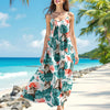 Custom Cat Photo Hawaiian Style Women's V-Neck Cami Maxi Dress For Summer Beach Holiday HO82 893594