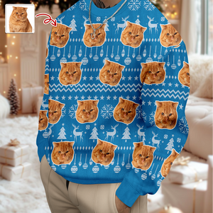 Custom Cat Photo Have A Pawesome Christmas Ugly Sweater TH10 896293