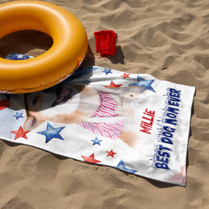 Custom Photo Best Dog Dad Mom Ever Beach Towel Summer Gift For Dog Lovers Cat Lovers CH07 895798