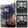 Custom Photo Face Dad Est. Washed Denim Baseball Cap HA75 921350