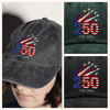 1776–2026 250 Years America Anniversary Embroidered Effect Washed Denim Baseball Cap LM32 668919