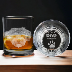 Custom Pet Photo This Papa Belong To Dog Engraved Whiskey Glass CH07 895736