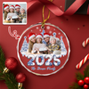 Custom Photo 3D Effect Family Toile De Jouy Christmas Trees For Family Glass Ornament LM32 895063