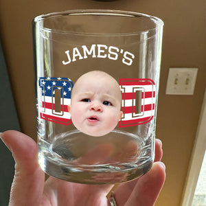 Custom Photo Kid And Dad US Flag Rock Glass HA75 892410