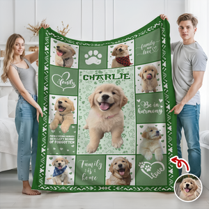 Custom Puppy Photo & Name Full Color With Pawprints - Personalized Blanket LM32 897193