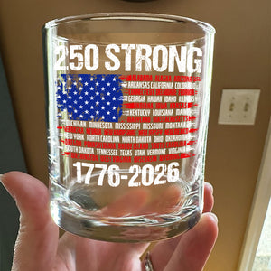 USA 250 Strong Flag American States Patriotic Whiskey Glass LM32 895337