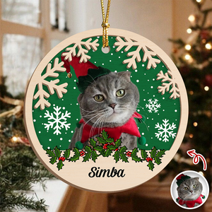 Custom Photo Cat Christmas - Personalized 2-Layered Wooden Ornament CH07 896864
