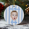Custom Photo Striped Background Ceramic Ornament Baby’s First Christmas Keepsake TH10 170753