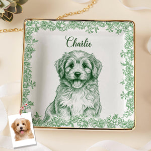 Custom Photo Dog Cat Toile De Jouy Style Jewelry Dish HA75 898320