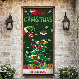 Custom Family Name Merry Grinchmas Door Cover CH07 899968