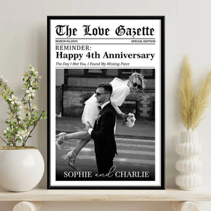 The Love Gazette Custom Couple Photo Newspaper Style Poster Canvas Anniversary Gift for Couple CH07 896484