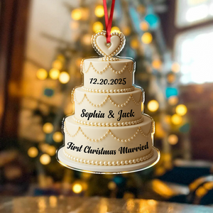 Personalized Wedding Cake - First Christmas Married Acrylic Ornament HA75 892976