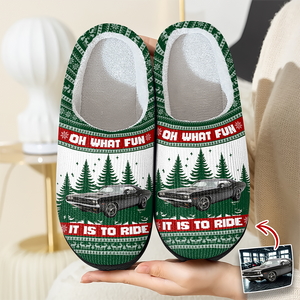 Custom Car Photo Oh What Fun It Is To Ride For Men Slippers Gift For Car Lovers HA75 898142