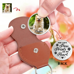 Custom Dog Photo You Left Paw Prints On My Heart Memorial Dog Pocket Hug HA75 897952