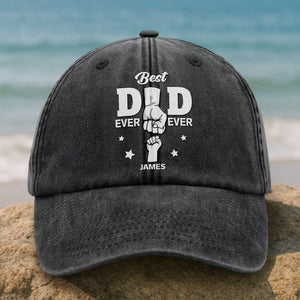 Personalized Cap - Best Dad Ever Ever Washed Denim Baseball Cap HA75 892476