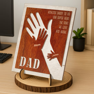 Amazing Daddy To Us Father's Day Gift 2-Layer Wooden Plaque With Stand TH10 892993