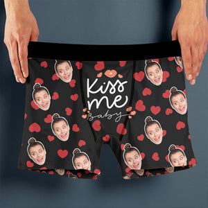 Custom Face Photo Kiss Me Men's Boxer Brief Funny Valentine Gift For Husband/Boyfriend CH07 899742