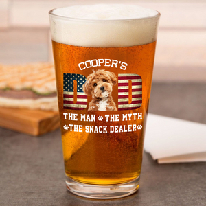 Custom Photo Dog Dad The Man The Myth American Flag Dad Beer Glass HA75 892402