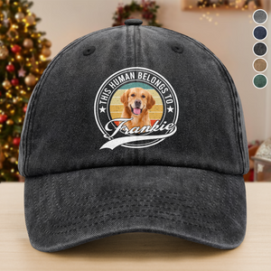 Custom Photo Human Belongs To Dog Cat Pet Washed Denim Baseball Cap HA75 892934