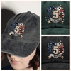1776–2026 Patriotic 250 Years Independence Day Embroidered Effect Washed Denim Baseball Cap LM32 668915