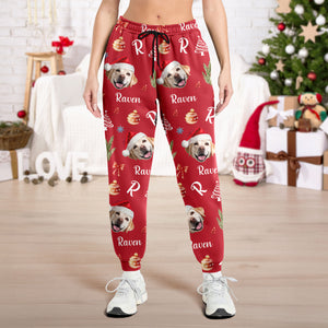 Custom Photo Santa Claus Pine Tree Snowflakes Long Sweatpants LM32 895625