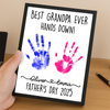 Personalized DIY Handprint Sign - Best Dad Ever Sign Wooden Plaque With Stand TH10 892983