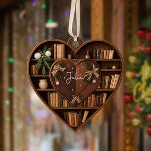 Personalized Bookshelf 2 Layer Wooden Ornament Book Lover Gift HA75 897490