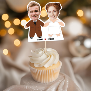 Custom Photo Face Wedding Couple Decoration Cupcake Toppers HA75 892222