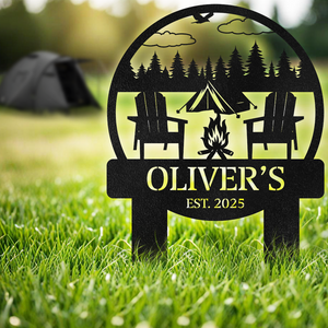 Custom Name On Camping Garden Stake TH10 894225