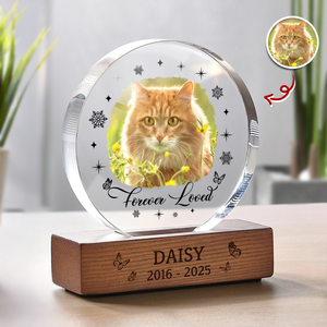 Custom Photo Memorial Dog Cat Loss Keepsake Round Acrylic Frame Block HA75 898010