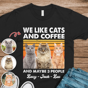 Custom Photo I Like Cats And Coffee Personalized Dark Shirt For Cat Lovers LM32 895105