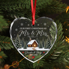 Custom Name Winter Cabin Our First Christmas As Mr & Mrs Married Glass Ornament, Newlywed Gift LM32 669965