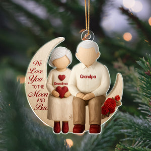 Personalized Gift Grandparents With Grandkids Moon Love Acrylic Ornament LM32 895623